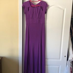 Bcbg purple cap sleeve jersey evening dress